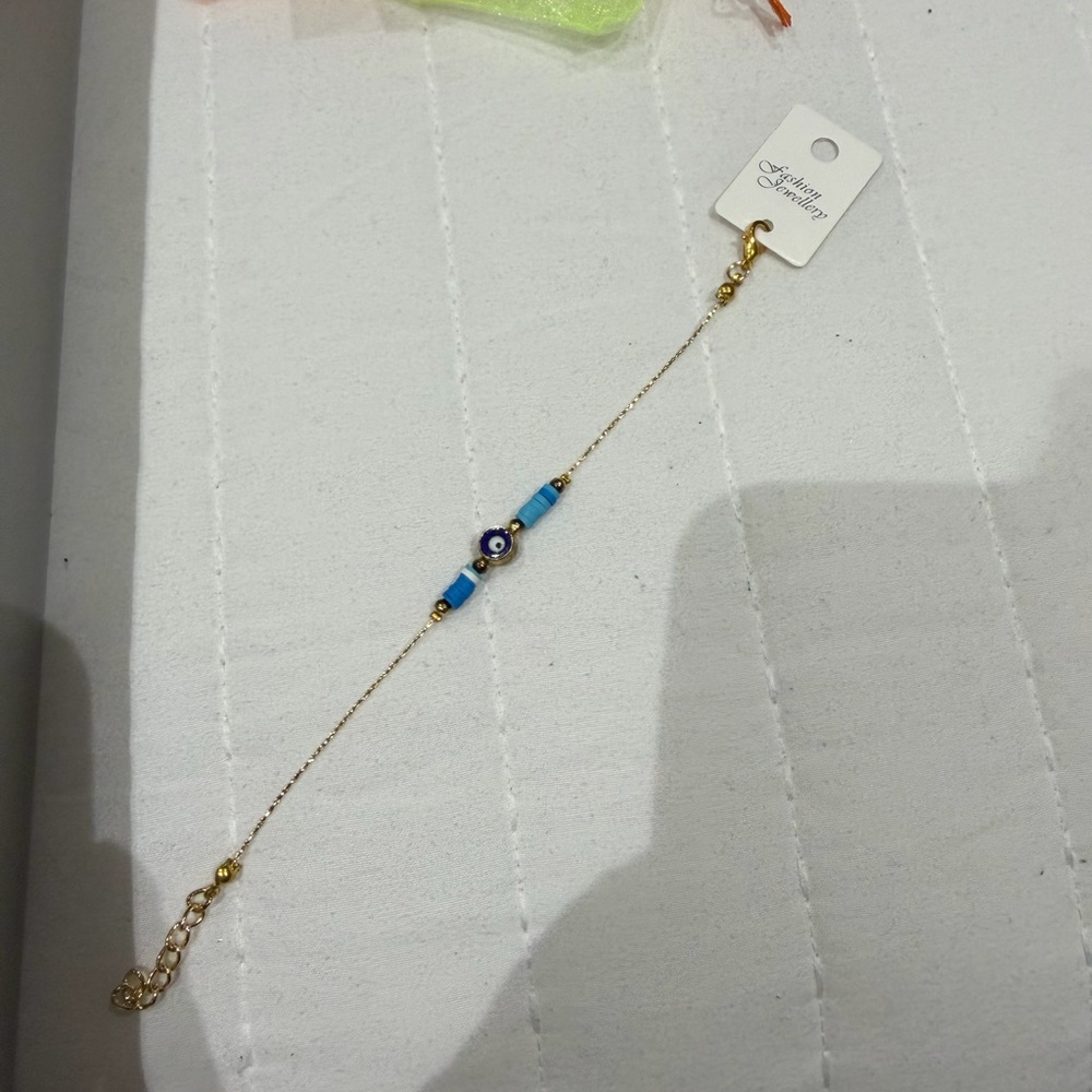 Gold and Blue Evil Eye Bracelet